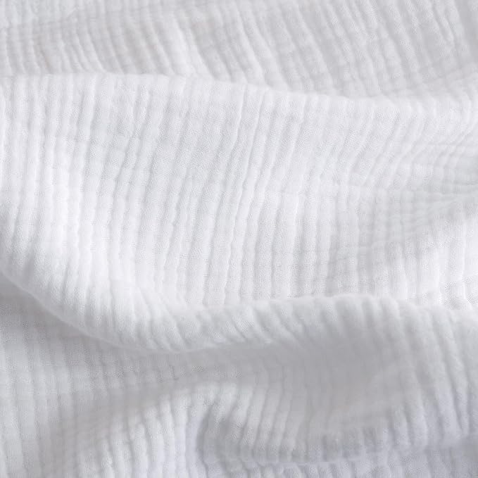 FOSSA Muslin Blanket 4-Layer 100% Cotton Gauze Blanket with Fringe 50"x60" | Super Soft Breathable Lightweight All Season & Decorative Blanket or Bed, Sofa, Office (Bright White,Throw)