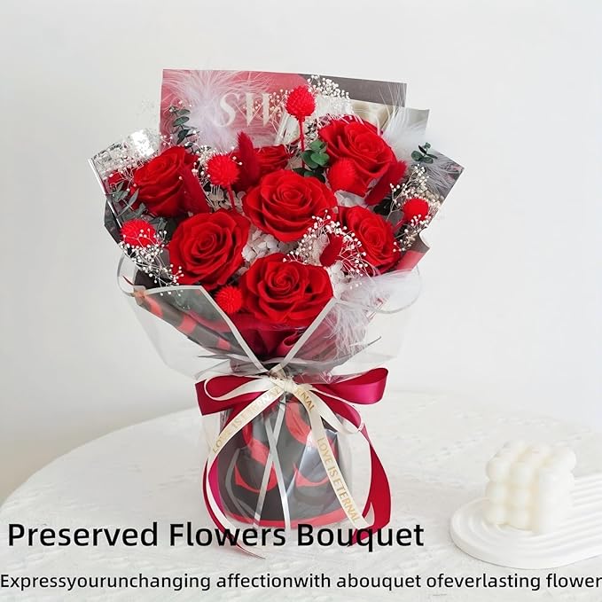 Preserved Flowers Bouquet, Flowers for Delivery Prime,100% Real Roses That Last Up to 3 Years, Gift for Her: Birthday Christmas Valentine's Day Mother's Day,Christmas, Room Decorations