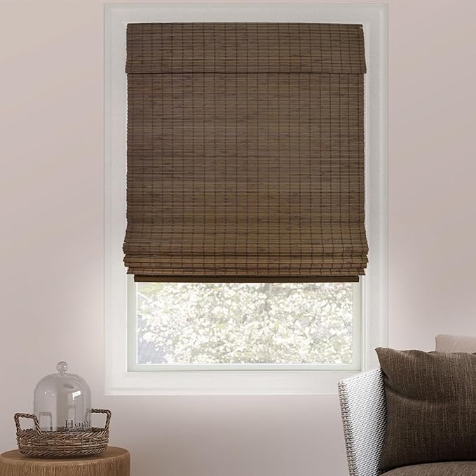 CHICOLOGY Bamboo Roman Shade, Cordless Light Filtering Woven Wood Window Treatment for Living Room, Dining Room, Kitchen & Office, Natural Bamboo Blinds for Boho Coastal Decor, Moose, 47"W x 64"H