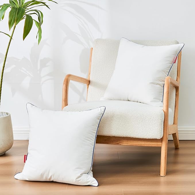 Down Pillow Inserts 20x20, 100% Goose Down Feather Throw Pillows Inserts - Ultra Plush, Decorative Pillow Insert with Soft Cotton Cover for Couch, Sofa, Bed, Living Room (Pack of 1)