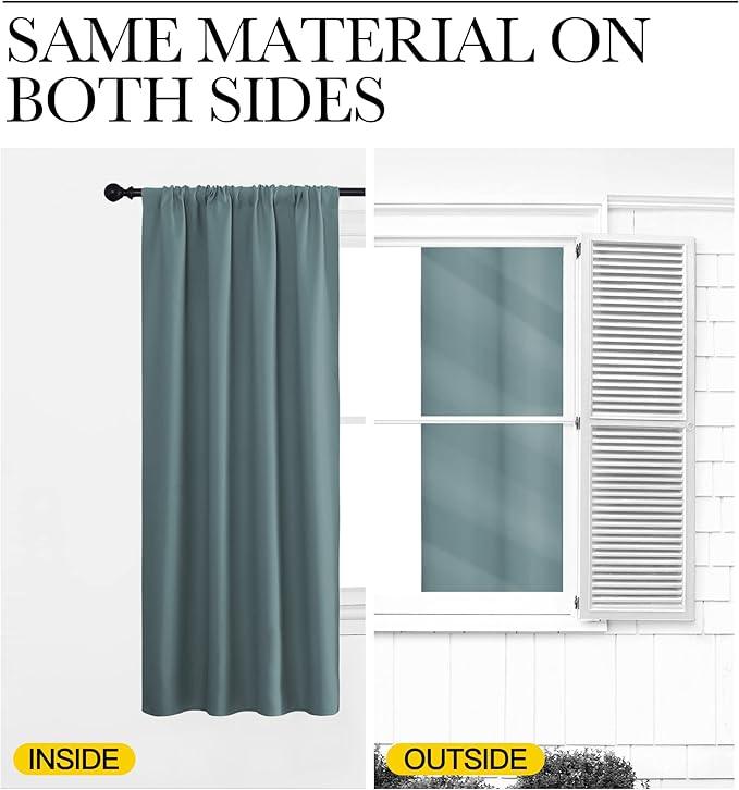 NICETOWN 2 Panels Blackout Curtains, Rod Pocket Thermal Insulated Drapess for Bedroom, Privacy Protection Easy-Care Heavy Duty Curtains for Living Room/Dining Room, W70 x L95 inches, Greyish Blue