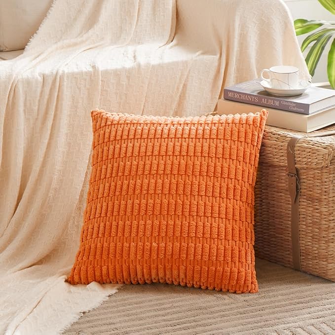 Fancy Homi 4 Packs Decorative Throw Pillow Covers for Living Room Couch Bed, Modern Farmhouse Boho Home Décor Accent Cushion Case, 24" x 24" (Pack of 4), Orange