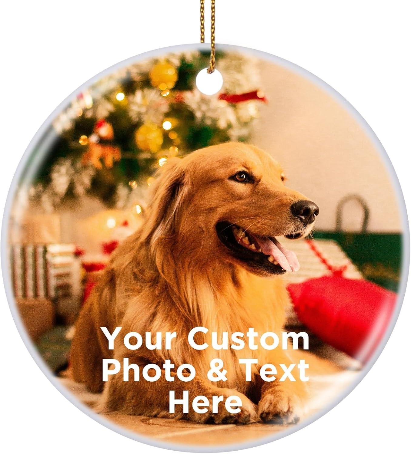 Personalized Christmas Ornaments 2025 Customized with Photo Text Ornament Keepsake Pet First Christmas Ornament Bulk Custom Ceramic Xmas Tree Decorations, Round