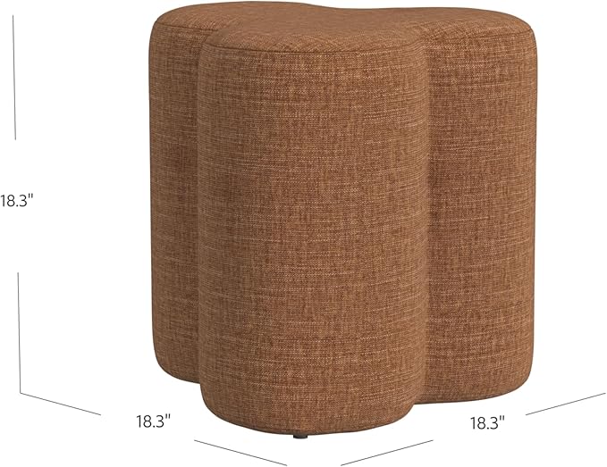 HomePop Upholstered Clover Shaped Ottoman|HomePop Home Décor|Foot Rest Ottoman - Rust Orange Chenille