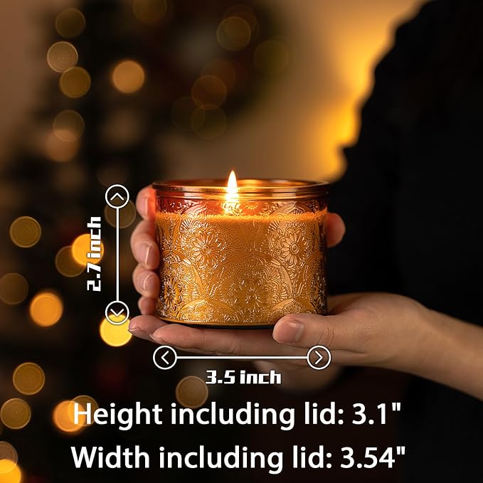 10 oz Mocha Mandala Glass Candle Jars with Bamboo Lids, 9 Pack | Patented Embossed Design, Includes Wick Centering Devices & Warning Labels, Multiple Color Options