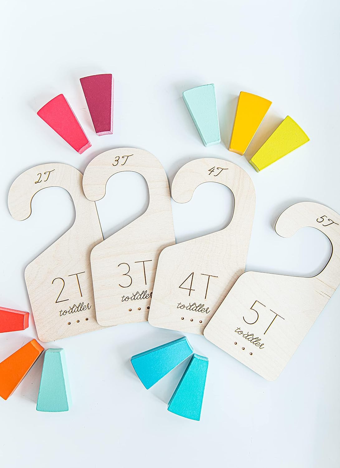 Loft Toddler Closet Dividers Durable Birch Kids Closet Organizer Timeless Etched Design for 2T-5T (Set of 4)