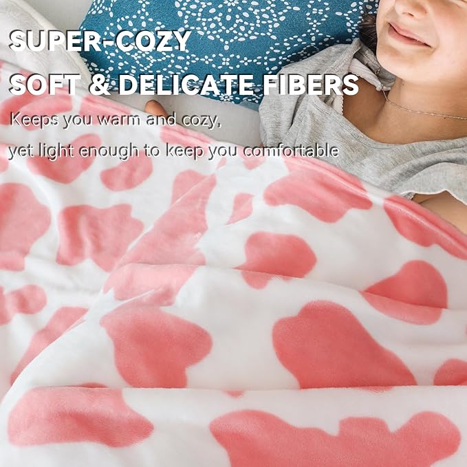 Pink Blanket for Women Girls, Pink Gifts for Mom Women Girls Mother, Cute Soft Warm Fuzzy Strawberry Fleece Throw for Bedroom Decor All-Season 50"x60"