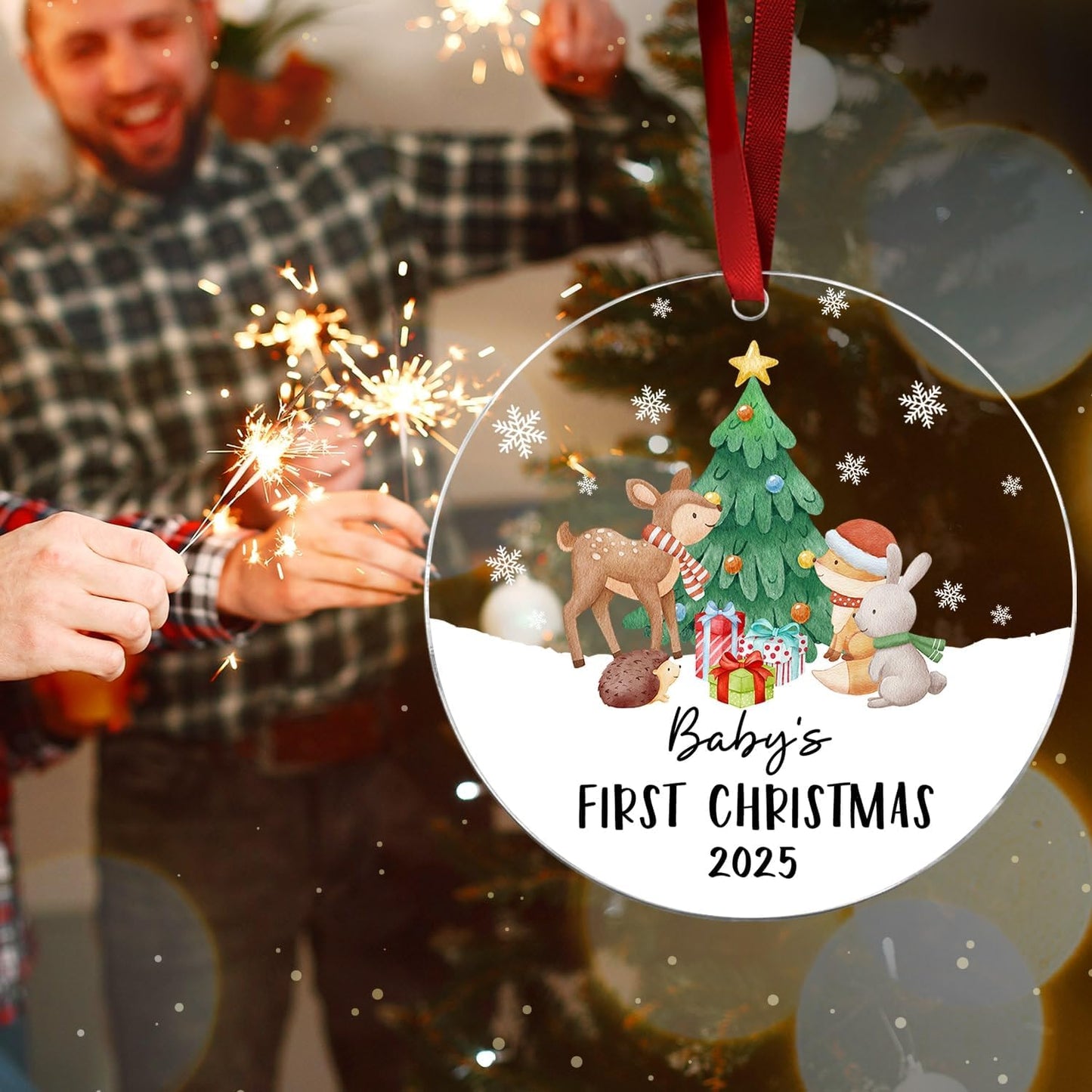 Baby's First Christmas Ornament 2025 - Acrylic Baby Ornaments for Christmas Tree - Baby's First for New Parents, Family, Baby Boy Or Baby Girl - Christmas Tree Hanging Decorations