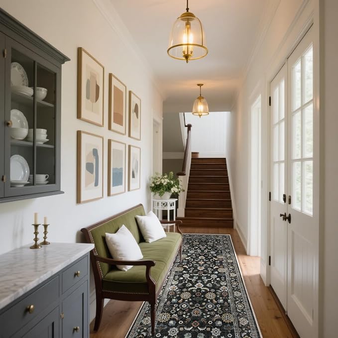 Washable Runners for Hallways Kitchen Rug: 2'x10' Runner Rugs Stain Resistant Non Slip Low Pile Boho Carpet Runners for Hallways Bedroom Entryway Indoor Beside Bathroom Laundry Room