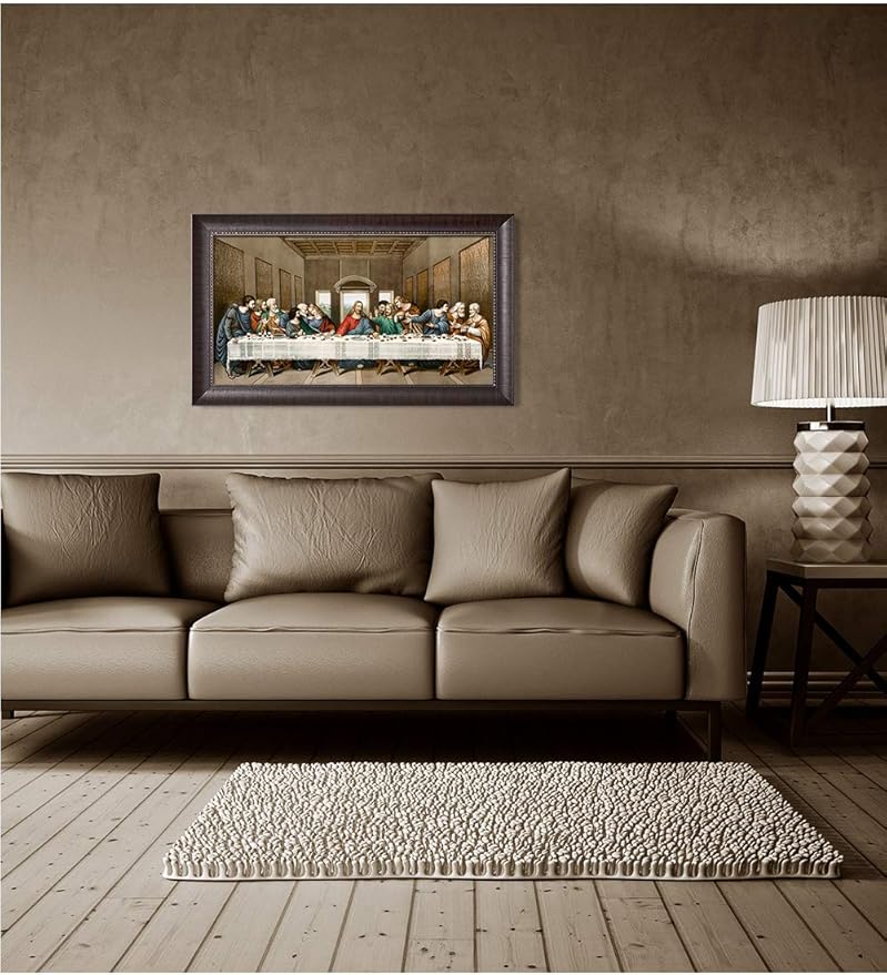 DECORARTS - The Last Supper by Leonardo da Vinci. Oil Painting Reproduction, Giclee Print on Canvas. Ready to Hang Framed Wall Art for Home and Office Decor. Total Size w/Frame: 34x20