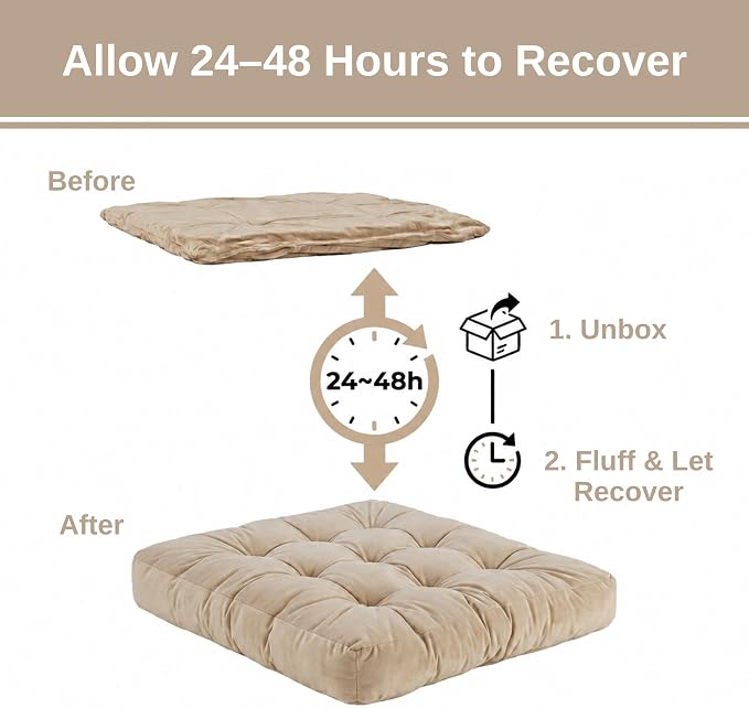 Floor Pillows for Adults Set of 2, Soft Velvet Floor Cushions for Sitting, Square Tufted Floor Pillow Set for Reading Nook, Living Room, Bedroom, 22 x 22 Inch, Beige