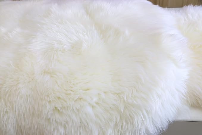 Woolous Genuine New Zealand Sheepskin Double Pelt Rug - Handmade Sheep Skin Runner Rug, Soft Thick Natural Bedside Area Rug for Bedroom and Living Room Decor, 2x6 ft | Real sheep skin runner rug, handmade soft thick natural double pelt sheepskin rug fo...