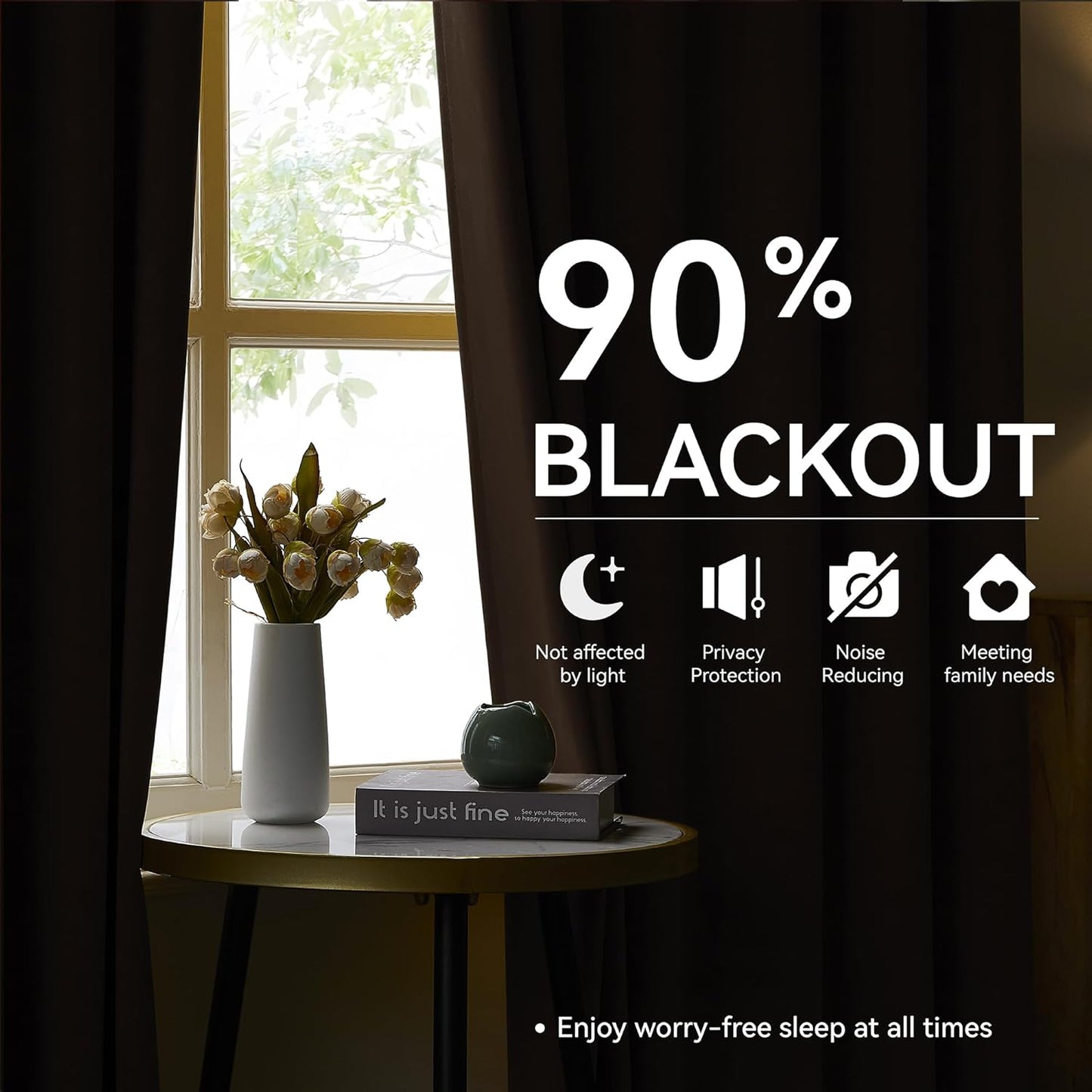 KangBang Brown Pinch Pleated Blackout Curtains 120 Inches Long for Hall Windows, Sound Dampening Light Blocking Soft & Vertical Window Panels Ceiling to Floor for Villa 2 Panels, 40Wx120L