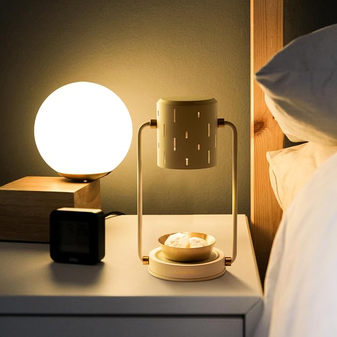 LA JOLIE MUSE Candle Warmer Lamp with Timer, Dimmable, Electric Candle Melter, Compatible with Small & Large Candles, 2 Bulbs Included