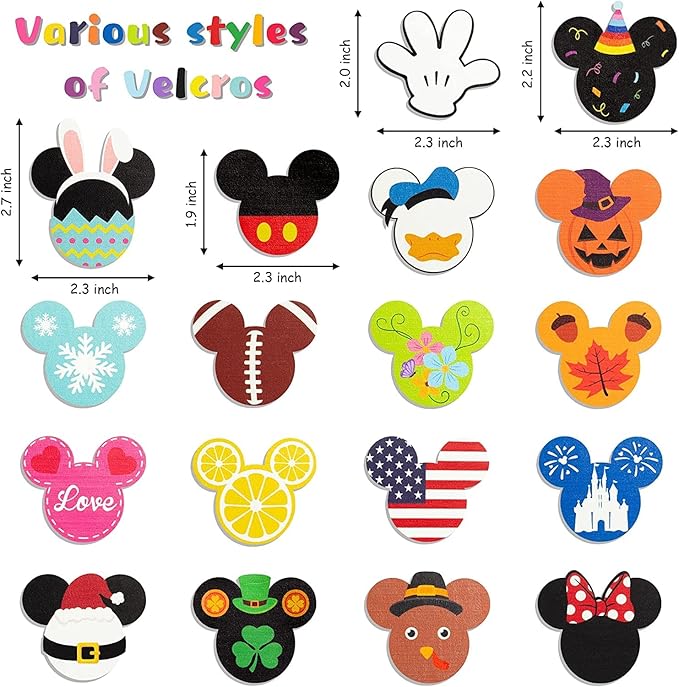 SUPYFD 19Pcs Cute Mouse Interchangeable Seasonal Welcome Door Sign for Front Door Decor, Welcome to Our Home Sign with Interchangeable Holiday Pieces for Farmhouse/Wall/Porch Decor and Housewarming