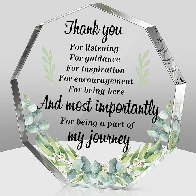 Yinder Thank You Gifts for Women Appreciation Gifts for Coworker Employee Nurse Teacher Leader Boss Inspirational Quotes Acrylic Desk Decor for Home Office Farewell Retirement