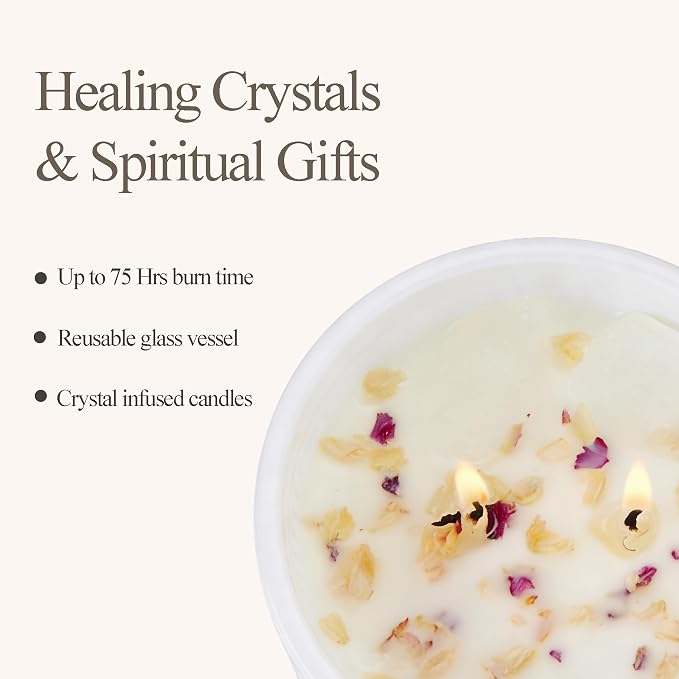 Chloefu LAN White Crystal Candle Gardenia Candles for Home Scented, Large 2-Wick Candle, Highly Scented, Gifts for Women, Anniversary Wedding, Thanksgiving, Birthday Gifts for Mom, 14 oz