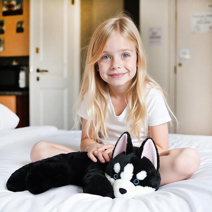 Niuniu Daddy 20" | 3.3 Pound Weighted Husky Stuffed Animals for Adults Kids, Weighted Stuffed Husky Dog Plush for Toddler, Fluffy Plushy Toy Body Pillow with Soft Fur for Present Christmas Birthday
