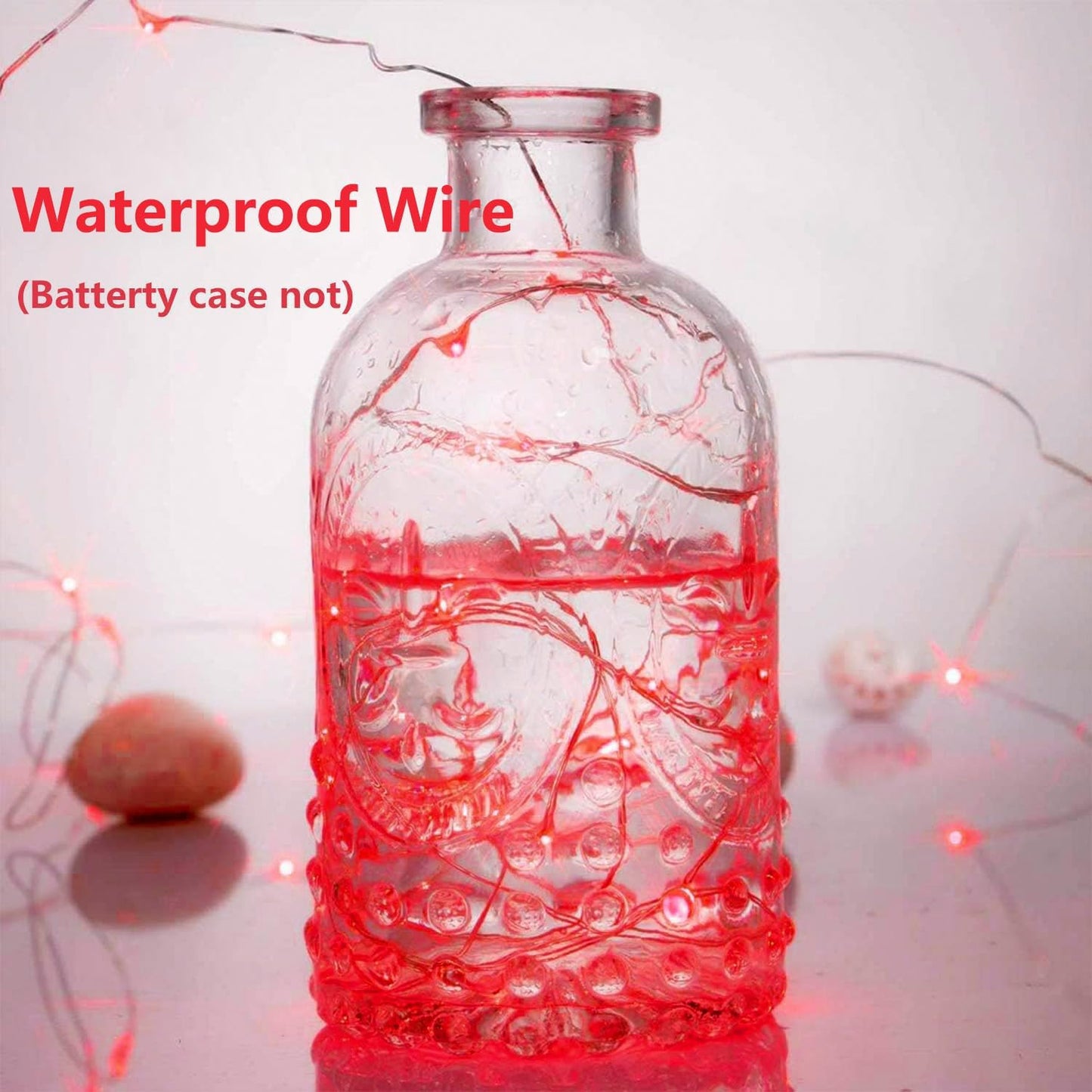 4-Pack Fairy Lights Battery Operated with Timer, 16FT 50 LED Waterproof Starry String Lights Outdoor Indoor Mini Cuttable Lights for Bedroom Home Wedding Christmas Halloween Parties Centerpiece (Red)