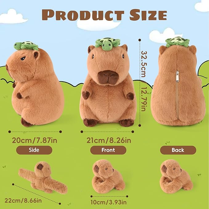 5 in 1 Capybara Plush, 12.8" Mommy Capybara Stuffed Animal with 3 Babies Capibaras Peluches Inside, Cute Stuffed Capybara Toys Pillow Plushies for Kids Christmas Birthday Gifts
