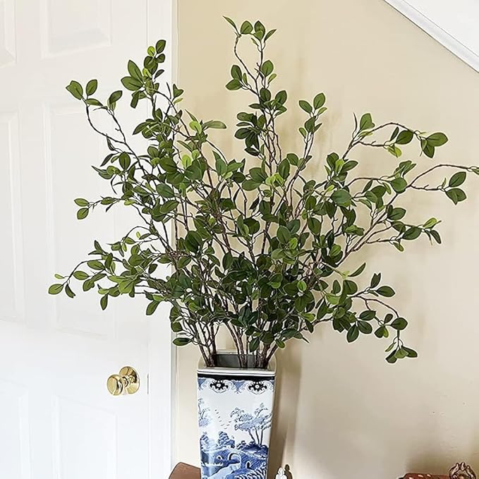 3pcs Faux Stems Artificial Branches for Vase Artificial Stems Artificial Greenery Stems Faux Green Stems Artificial Eucalytus Branches Fake Stems(42"/Each Branch)