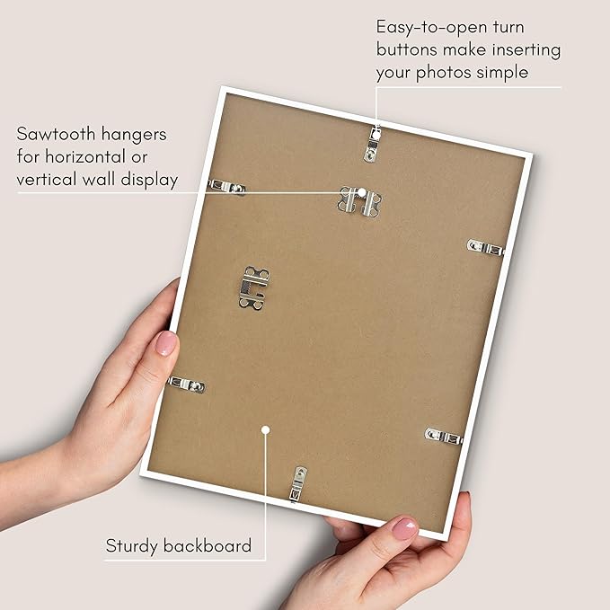 Americanflat 11x14 Picture Frame with Shatter-Resistant Glass - Streamline Collection - Thin Border Picture Frame for Wall Display - Hanging Hardware Included - White