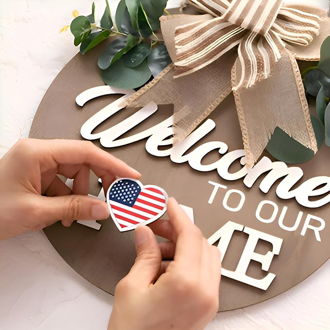 Welcome Sign for Front Door Wreath Decorations for All Seasons Front Porch Decor Hanging Gift for Farmhuose Home Outdoor Indoor（Brown KB)