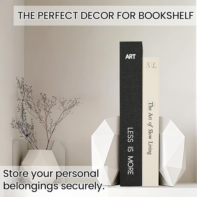 Minimalist Decorative Books - Fake Books Storage Box for Decoration - Set of 2 Linen Coffee Table Decor - Photo Storage Keepsake Box for Room Bookshelf Decor, Black