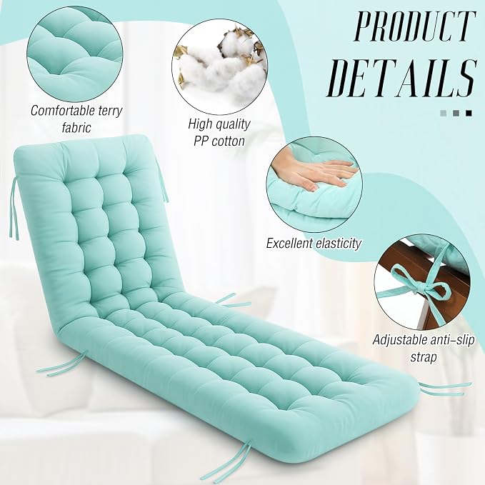Vercraft Long Floor Cushion Large Floor Cushion with Brushed Cotton 74.8 x 27.5 x 3.15 in Jumbo Lounger Pillow for Outdoor Indoor Bay Window Meditation Yoga Reading Sleeping(1 Pc,Cyan)