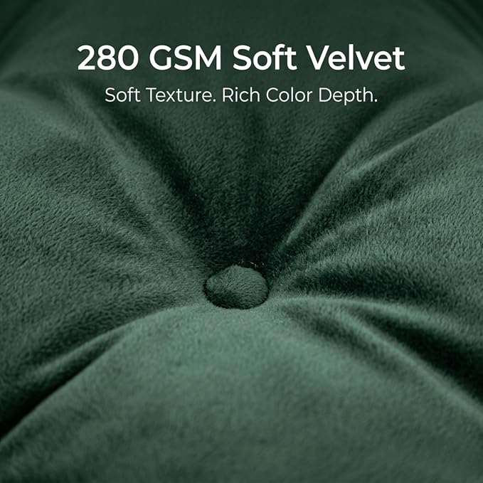 Floor Pillows for Adults Set of 2, Soft Velvet Floor Cushions for Sitting, Square Tufted Floor Pillow Set for Reading Nook, Living Room, Bedroom, 22 x 22 Inch, Green