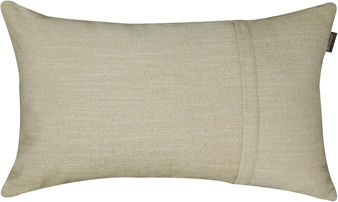 BOYSUM Set of 2 Leather Throw Pillow Covers Lumbar Cotton Linen Decor Patchwork Pillow Cover Faux Leather Pillows Cover for Couch Sofa Living Room Bedroom,Beige Yellow 12"x20"