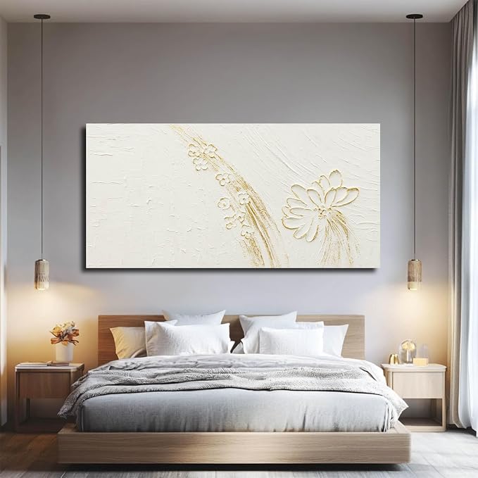 VAYIMDH Modern Canvas Wall Decor Floral Hand Painted Wall Art Textured Wall Posters 29"x58" Wall Decorations for Living Room Pictures for Kitchen