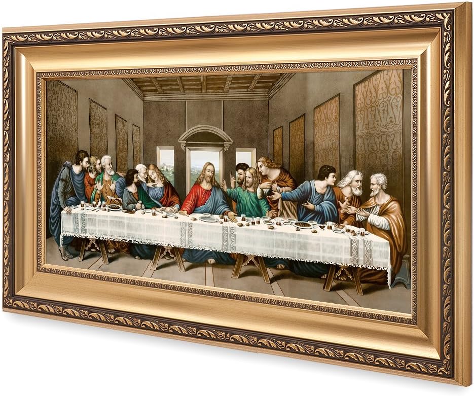 DECORARTS -The Last Supper, Leonardo da Vinci Classic Art Reproductions. Giclee Print& Museum Quality Framed Art for Wall Decor. 24x12, Framed size: 30x18