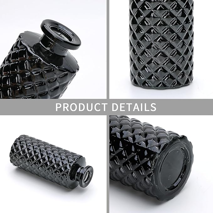 Brajttt Bud Vase Set of 25: Black Glass Vases - Small, Cute Vintage Set for Flower, Wedding, Home Decorations