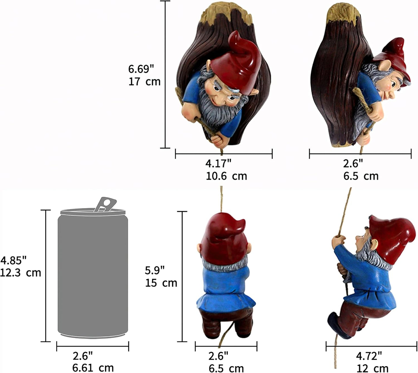 Gnome Tree Hugger Figurines Miniature Fairy Elf Climbing Tree Hanging Statue Garden Sculpture Decorative Outdoor Ornaments