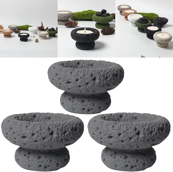Cement Candle Container in Dark Gray, Stylish and Durable, Empty Cup for Wax Pouring and Aromatherapy, Perfect for Home Décor and Gifts, 3pc