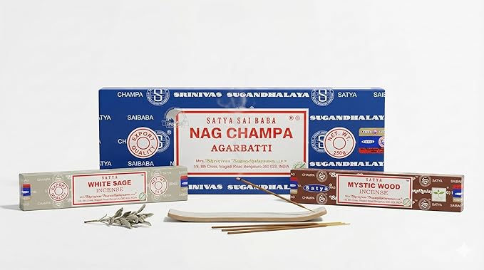 Satya Sai Baba Nag Champa Agarbatti, 250gms Hand Rolled Fine Quality Incense Sticks for Purification, Relaxation, Positivity, Yoga, Meditation (NC250 Pack of 3 -Mystic)