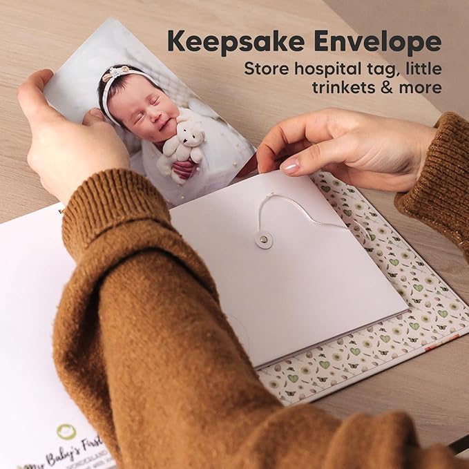 Keababies Sonogram Picture Frame and First 5 Years Baby Memory Book Journal - Trio Ultrasound Picture Frames For Mom To Be Gift - 90 Pages Hardcover First Year Keepsake Milestone Baby Book
