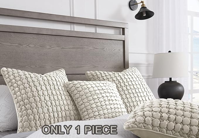Pillow Cover 24x24 1 Piece Velvet Euro Sham Decorative Farmhouse Pillowcase Boho Square Cushion Covers Soft Bubble Texture for Couch Sofa Bed Bedroom Car Living Room，Beige Gray