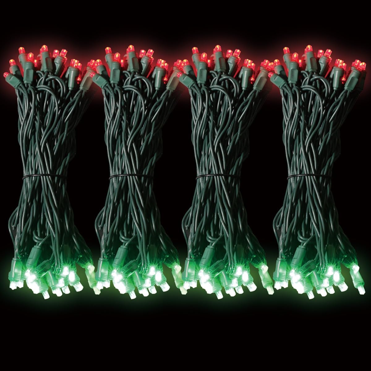 100Count (2pk of 50L) String Lights, LED Christmas Lights, 6" SPACING,Green Wire,Red and Green