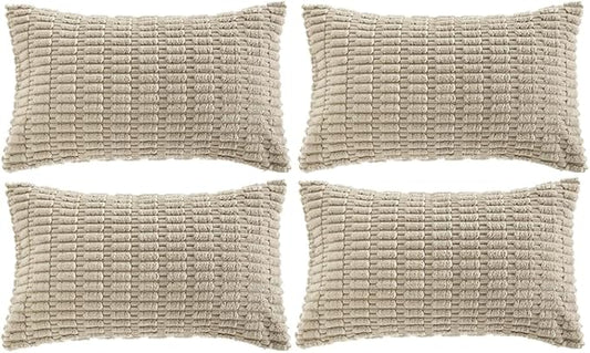 Fancy Homi 4 Packs Decorative Throw Pillow Covers for Living Room Couch Bed, Modern Farmhouse Boho Home Décor Accent Cushion Case, 24" x 12" (Pack of 4), Taupe
