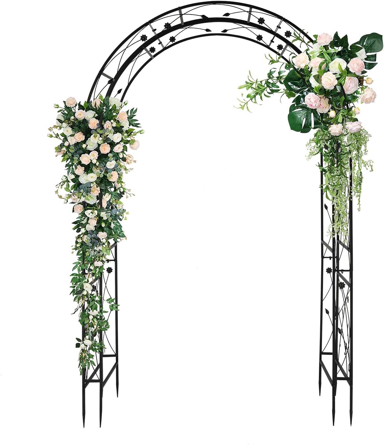 VINGLI Garden Arbor, Arch for Wedding Ceremony Party, Christmas Garden Decor Steel Garden Trellis for Plant Climbing, Pergola for Garden, Backyard, Lawn (Black-59x84)