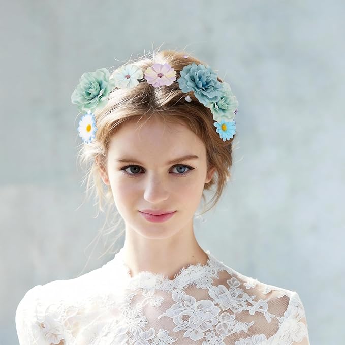 ATTGREAT 310 Pcs Fake Flower Heads Mini Artificial Flower Bulk Silk Flowers for Decoration Small Faux Flower Heads Fabric Daisy Buds Floral for Crafts DIY Wedding Party Baby Shower Home Decor, Blue