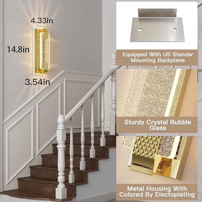 camuucci Battery Operated Wall Sconce Rechargeable Battery Powered 12000mAh Wall Light Indoor Not Hardwired Wall Lamp Fixtures for Bedroom Living Room 1Pack