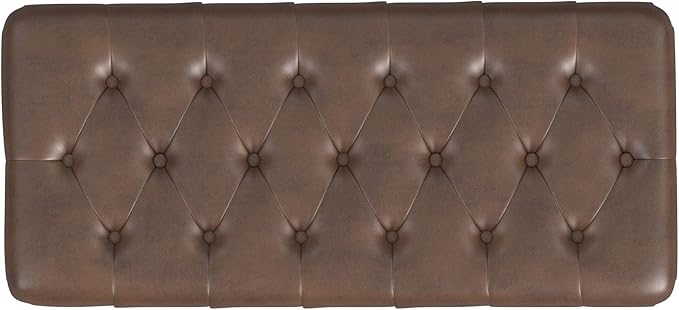HomePop 40" Ainsley Button Tufted Storage Bench - Brown Faux Leather