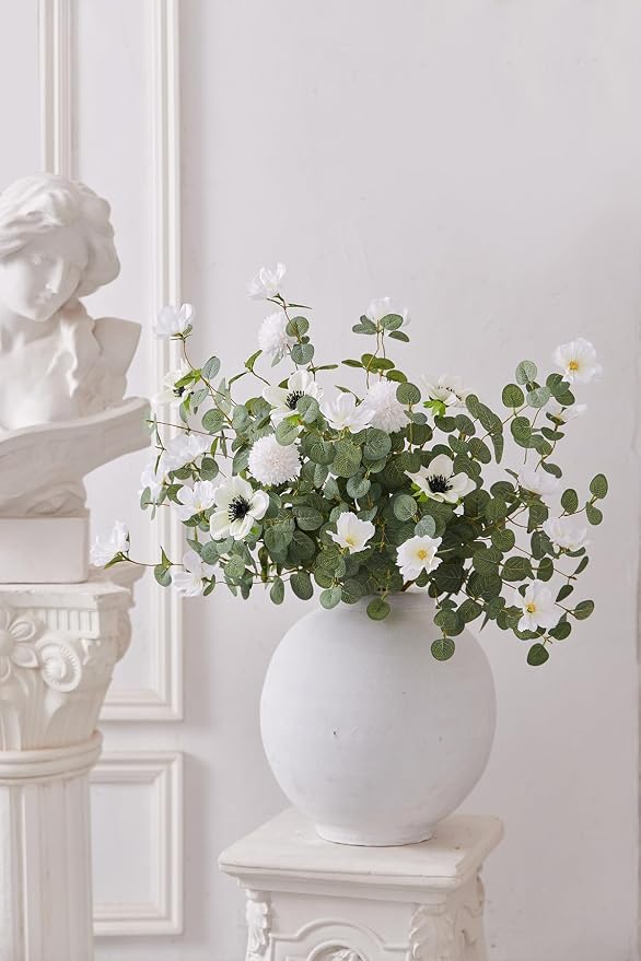 MISSPIN Artificial Flowers with Greenery Stems Faux Plants Indoor Branches for Tall Vase Ultra-Realistic, 14 Pcs Wedding Centerpieces, Home Decor & DIY Bouquets
