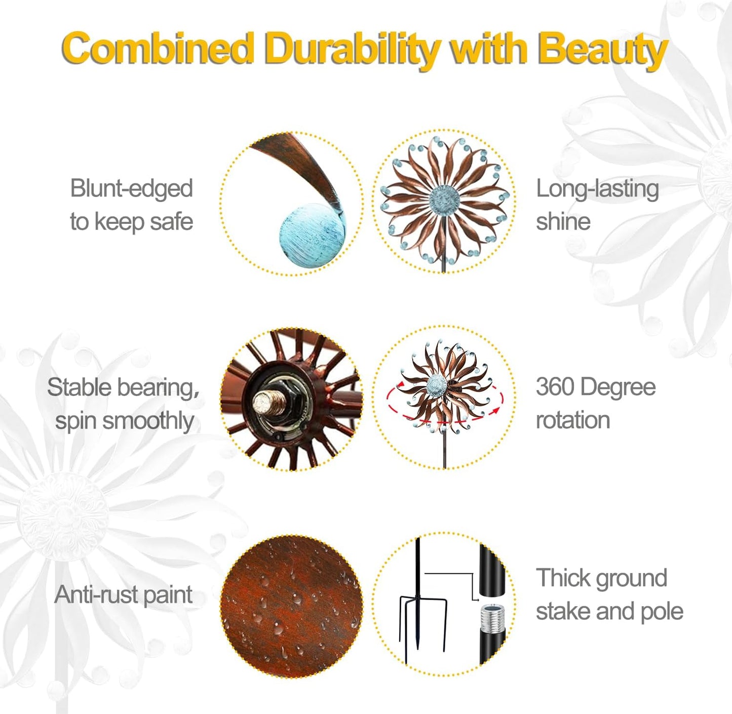 LimeHill Metal Wind Spinner for Garden and Yard - Kinetic Wind Spinners Outdoor Large (24 x 84 inches)