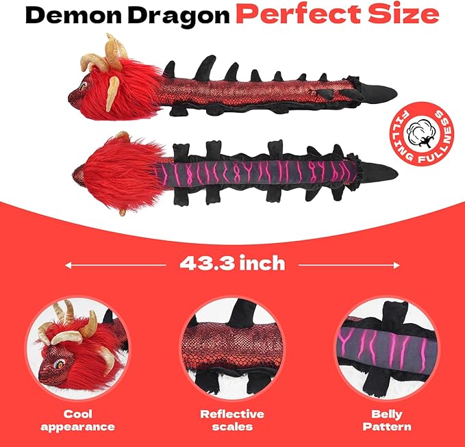 Nadou TLOZ Demon Dragon Plush,43.3" Black Dragon Stuffed Anime Doll Can be Used as a Birthday, Christmas for Kids-Collectible Squishy Plushies