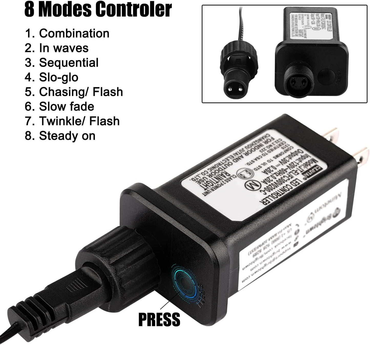 Minetom Halloween String Lights Outdoor, 66Feet 200 Led Purple Lights with 8 Lighting Modes for Halloween Garden Christmas Xmas Tree Lights Decor(Purple)