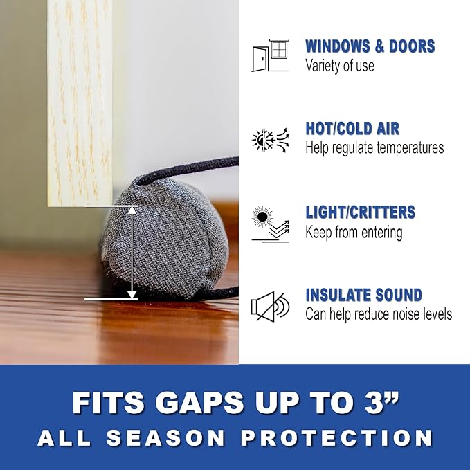 YOUFi 36 Inch Weighted Door Draft Stopper, 3.5lb Heavy Under Door Draft Blocker, Self-Resetting Gap Filler Seal Blocks Cold, Hot Air, Noise, with Non-Slip Bottom, Machine Washable Cover